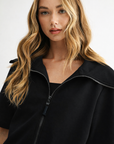 JOH Apparel Juriko Wide Collar Zip Front Knit Top