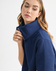 JOH Apparel Juriko Wide Collar Zip Front Knit Top