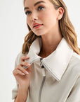 JOH Apparel Juriko Wide Collar Zip Front Knit Top
