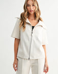 JOH Apparel Juriko Wide Collar Zip Front Knit Top