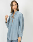 JOH Apparel Dakota Tencel Denim Lace-Up Top