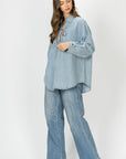 JOH Apparel Dakota Tencel Denim Lace-Up Top