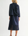 JOH Apparel Jasper Navy Square Neck Midi Dress
