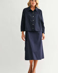 JOH Apparel Jasper Navy Square Neck Midi Dress
