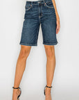 Artemis Vintage Celeste High-Rise Bermuda Denim Shorts – Dark Wash