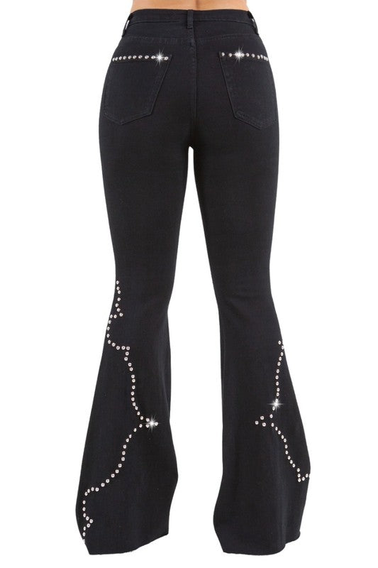 GJG Denim Santa Fe Bell Bottom in Black- Inseam 30