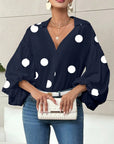 Polka Dot Bubble Sleeve Blouse