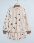 Mallard Duck Print Half-Zip Sweatshirt & Shorts Set