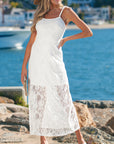 Floral Lace Tie Spaghetti Straps Maxi Dress