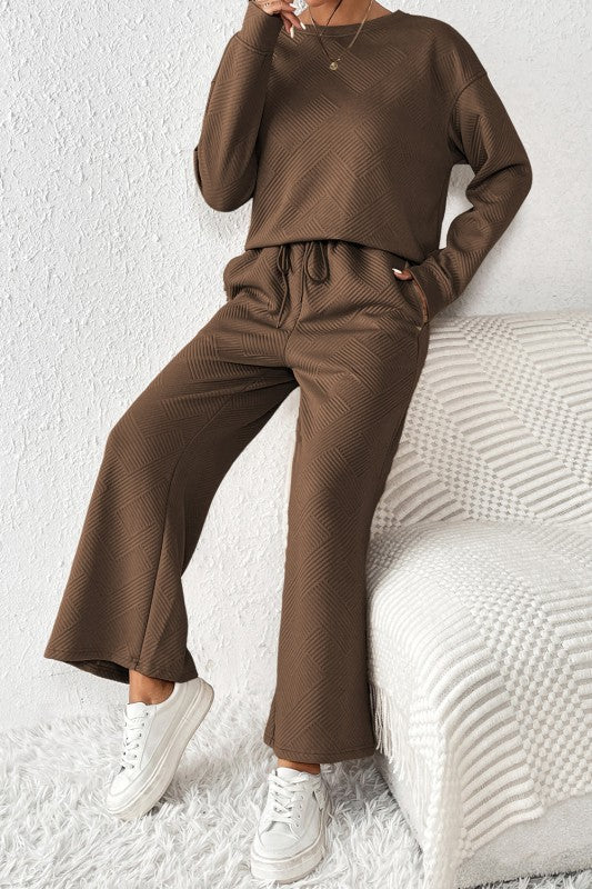 Textured Top and Pants Set