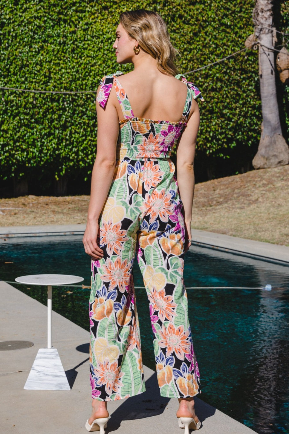 Floral sleeveless jumpsuit on sale