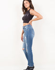 Artemis Vintage |Mesh Tummy Control High Rise Straight W/ Single Cuff Jeans - My Pampered Life Seattle