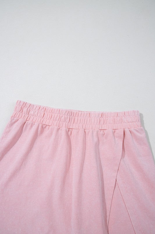 Mineral Wash Tank Top and Lined Split Skirt Set