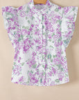 Floral Ruffle Sleeve Frilled Button-Up Shirt