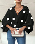 Polka Dot Bubble Sleeve Blouse