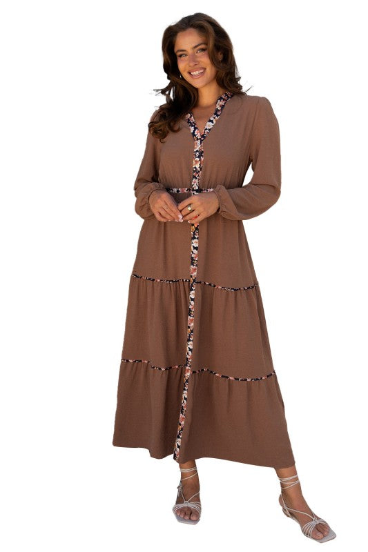 Floral Patchwork Long Sleeve Maxi Dress