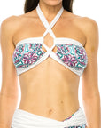 Two Piece Floral Prints Criss Cross Halter Bikini
