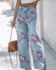 Floral Denim Wide Leg Jeans