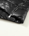 Solid Quilted Long Hooded Vest Coat