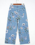 Retro Floral Frayed Hem Shift Jeans