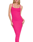Size Small | Zenana Ribbed Bodycon Midi Dress in Pink - My Pampered Life Seattle