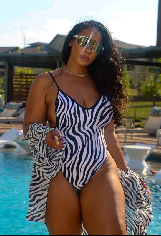 One-Piece Zebra Print Bathing Suit