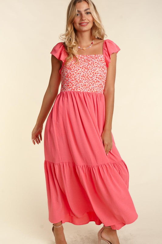 Embroidery Dot Woven Maxi With Side Pockets