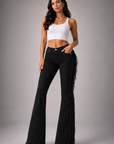 GJG Denim Texas Sun Bell Bottom Jeans — Black Fringe