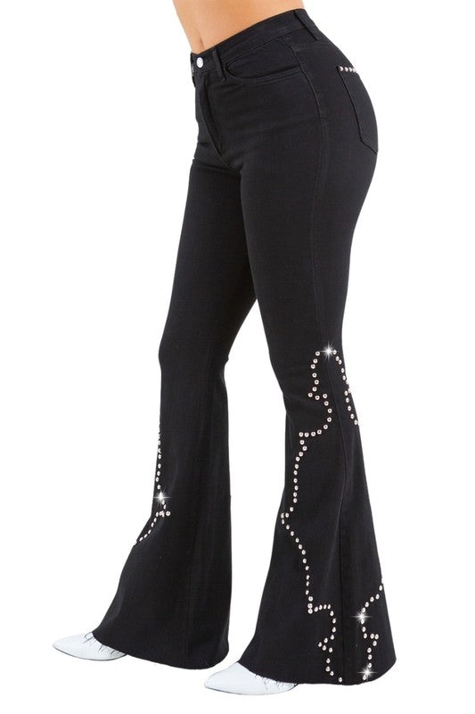 GJG Denim Santa Fe Bell Bottom in Black- Inseam 30