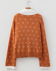 Colorblock Peter Pan Collar Long Sleeve Buttoned Cardigan