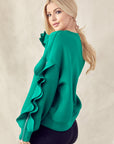 Ferra French Scuba Knit Top with Ruffled Zipper Sleeves - My Pampered Life Seattle