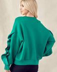 Ferra French Scuba Knit Top with Ruffled Zipper Sleeves - My Pampered Life Seattle