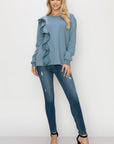Tania Knit Ruffled Top - My Pampered Life Seattle