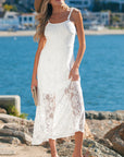 Floral Lace Tie Spaghetti Straps Maxi Dress