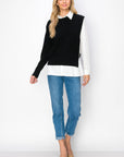 Wyatt Cotton Pleated Shirt with Knitted Sweater - My Pampered Life Seattle