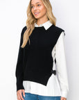 Wyatt Cotton Pleated Shirt with Knitted Sweater - My Pampered Life Seattle