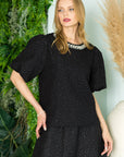 Windelle Textured Top with Pearls - My Pampered Life Seattle