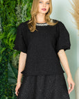 Windelle Textured Top with Pearls - My Pampered Life Seattle