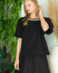 Windelle Textured Top with Pearls - My Pampered Life Seattle