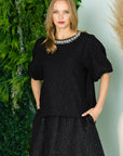 Windelle Textured Top with Pearls - My Pampered Life Seattle