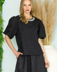 Windelle Textured Top with Pearls - My Pampered Life Seattle