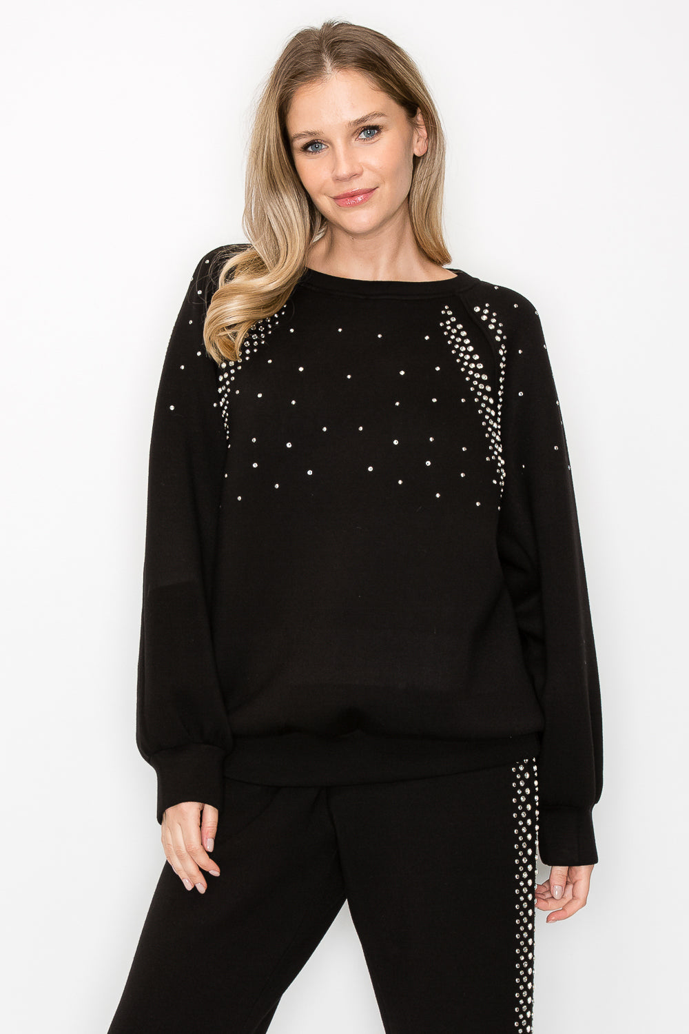Fredericka Stretch French Scuba Top with Studs