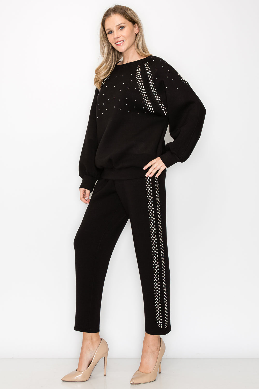 Fredericka Stretch French Scuba Top with Studs