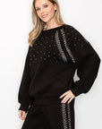 Fredericka Stretch French Scuba Top with Studs