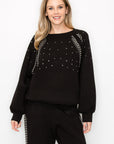 Fredericka Stretch French Scuba Top with Studs
