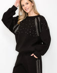 Fredericka Stretch French Scuba Top with Studs