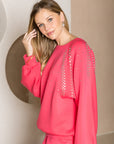 Fredericka Stretch French Scuba Top with Studs