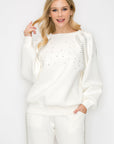 Fredericka Stretch French Scuba Top with Studs