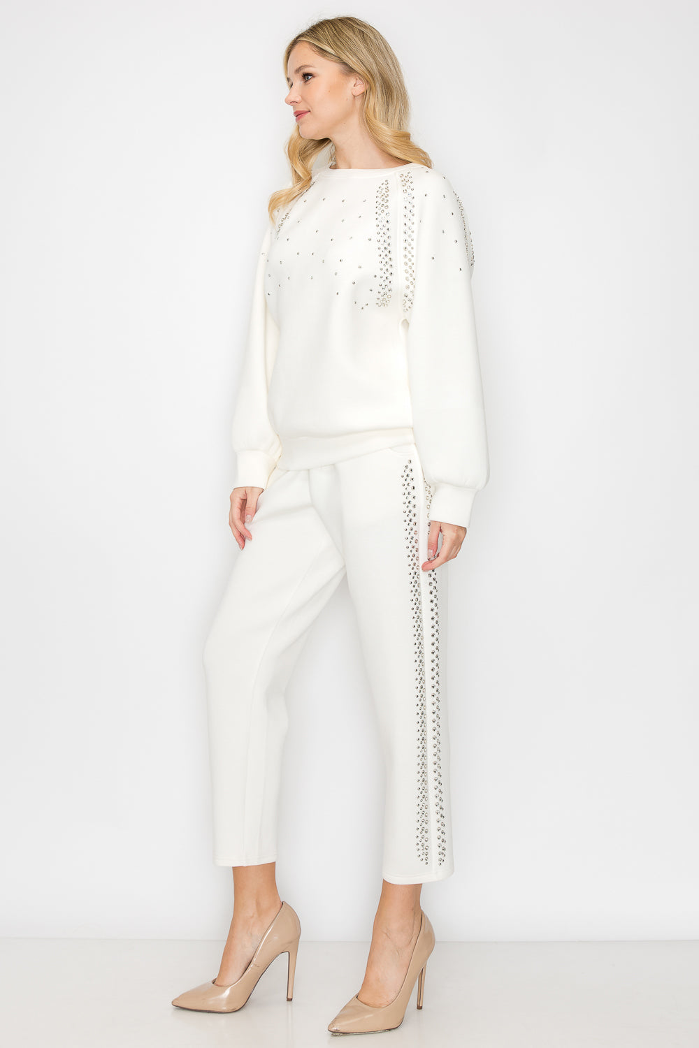 Fredericka Stretch French Scuba Top with Studs