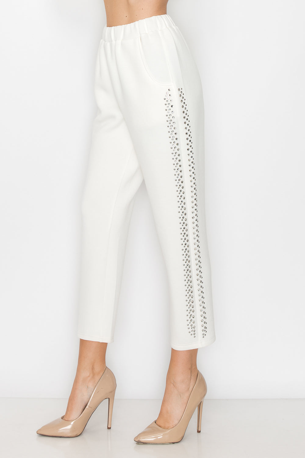 Finna Stretch French Scuba Pant with Studs